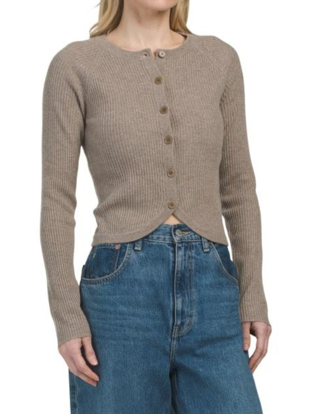 NAADAM Timber Wool And Cashmere Blend Tulip Hem Cardigan